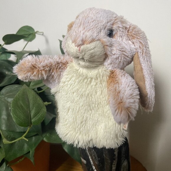 Folkmanis Rabbit Puppet Lop Bunny Easter Small White Tan 6.5" - Picture 1 of 9